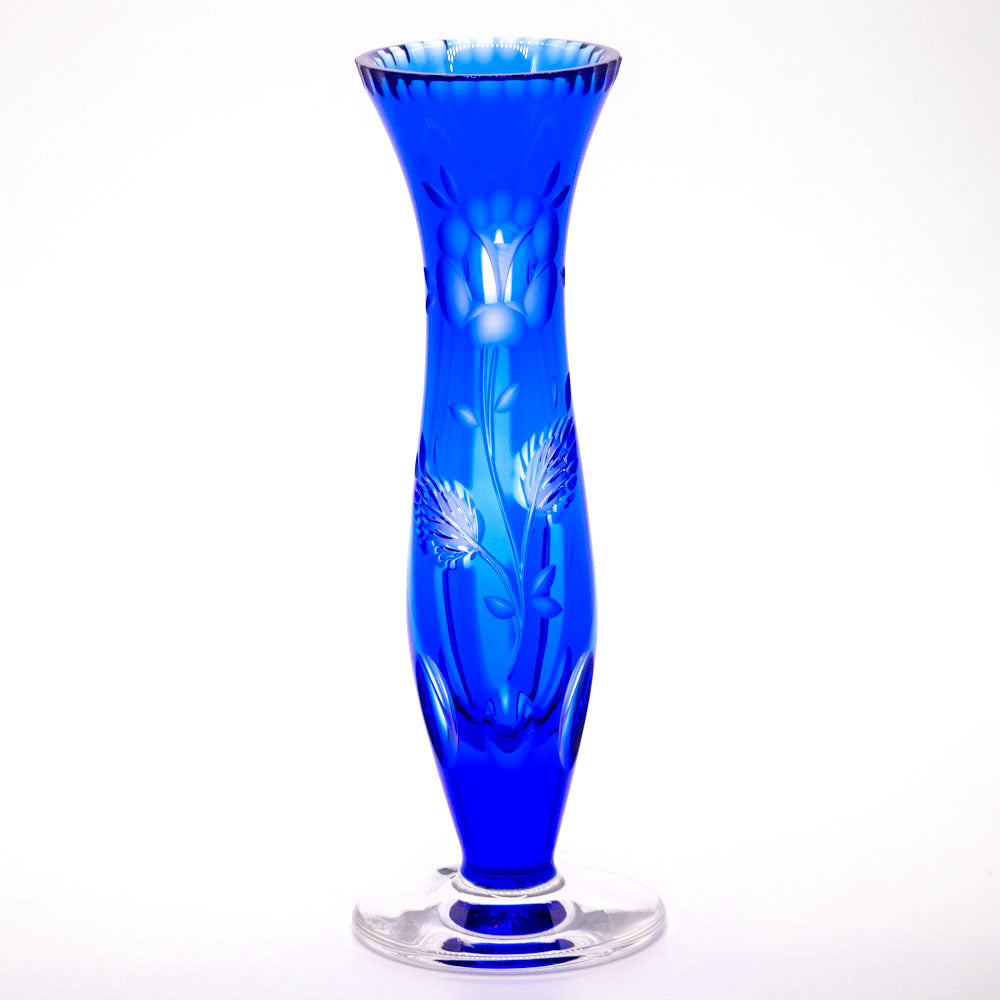 ドレスデンクリスタル シンフォニーローズ 一輪挿し 21cm / アクア