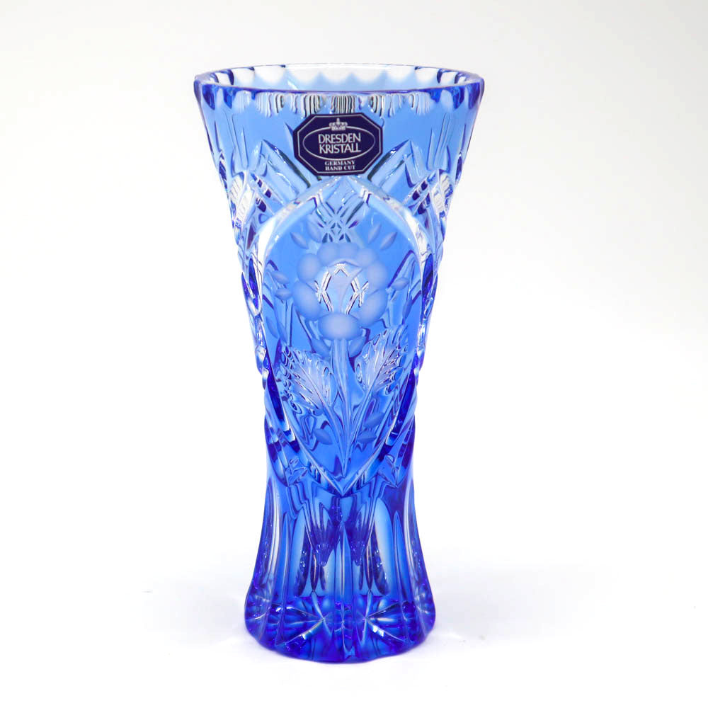 ドレスデンクリスタル シンフォニーローズ ベース 18cm / アクア