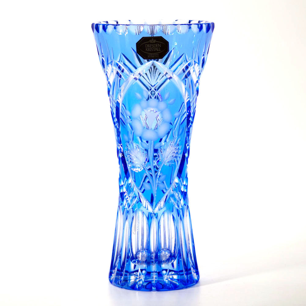 ドレスデンクリスタル シンフォニーローズ ベース 21cm / アクア