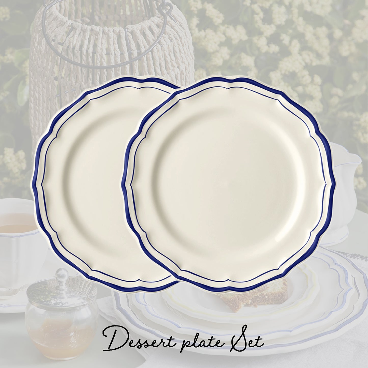 【数量・期間限定】フィレ　デザートプレート ペア / コバルト