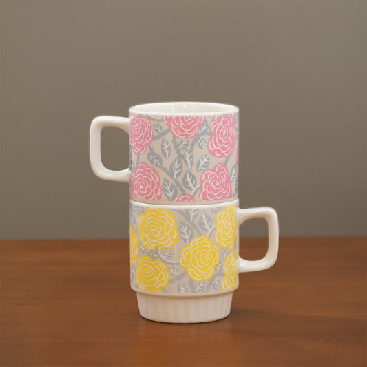 ルース（バラ)　マグカップ　ペアセット / ピンク＆イエロー