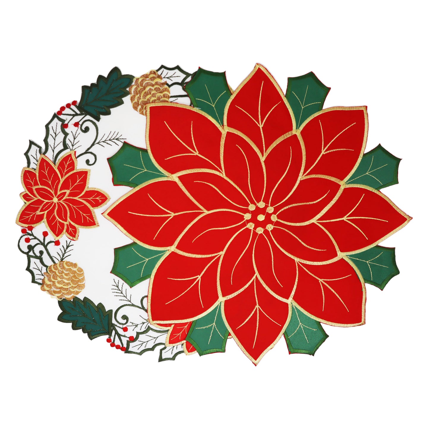 テーブルセンター ポインセチア(RED&WHITE) 2枚セット